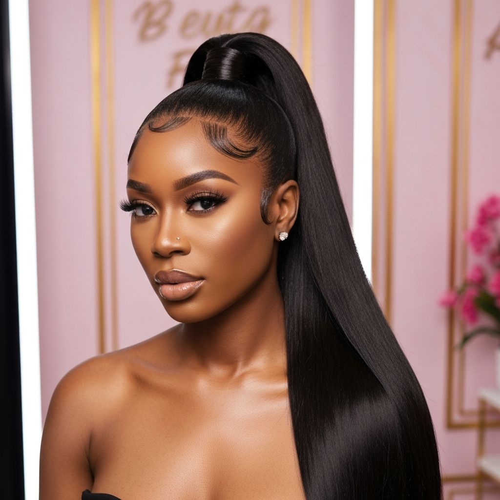 Sleek frontal ponytail hairstyle