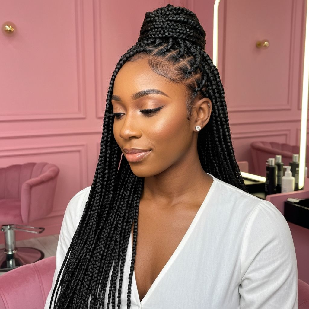 Beautiful knotless braids hairstyle